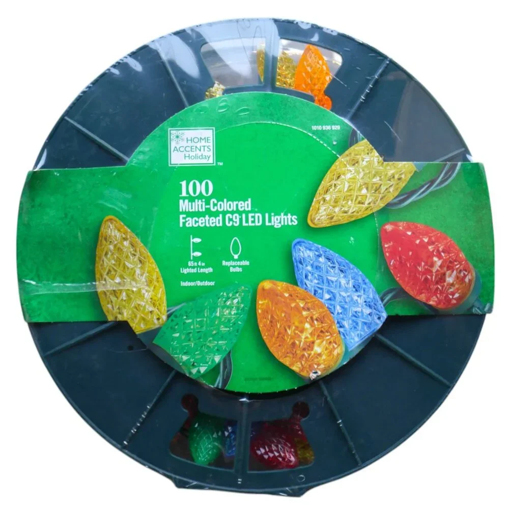 100 Count Multi-Colored Faceted C9 LED Lights Home Accents Holiday Home Depot